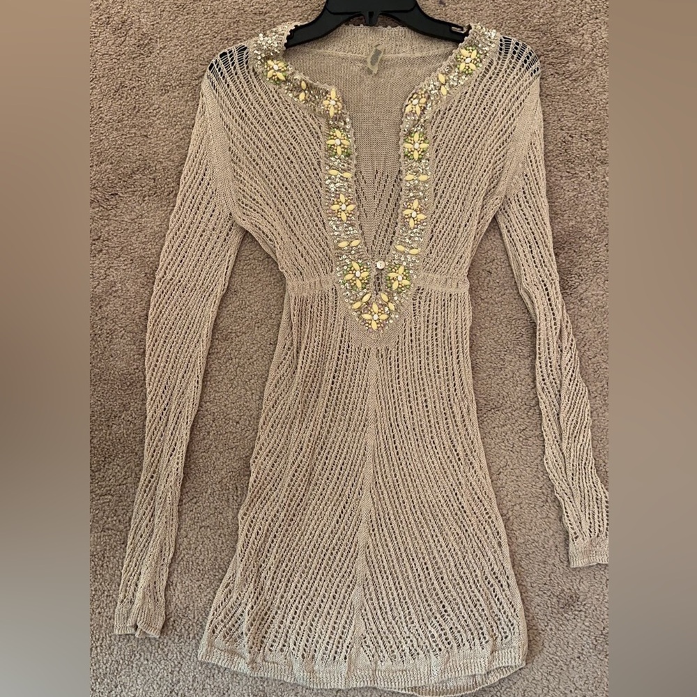 Victoria's Secret Women's Tan and Cream Cover-up
